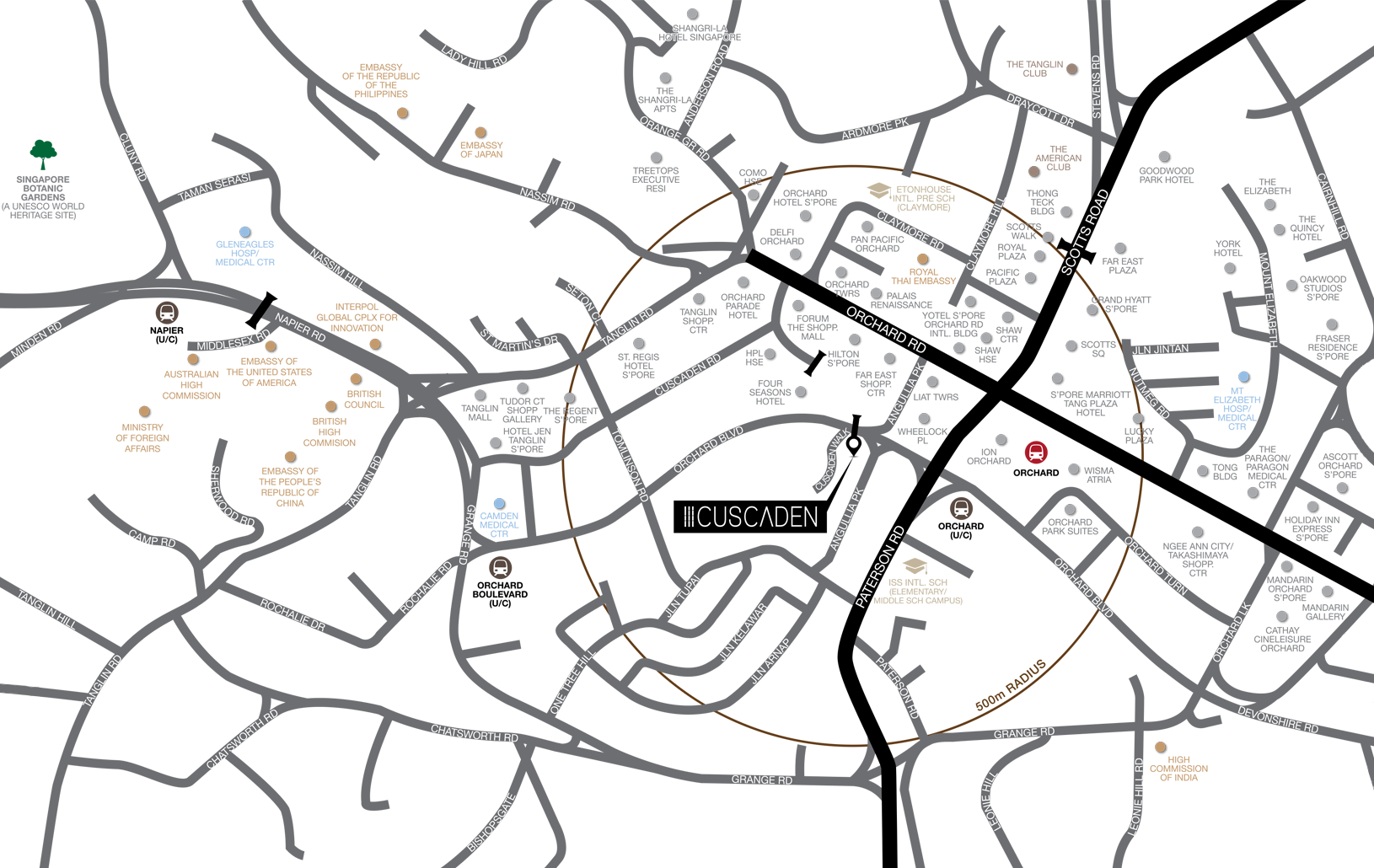 III Cuscaden Location Map - Singapore